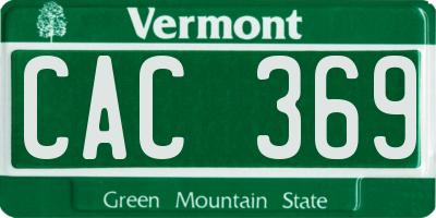 VT license plate CAC369