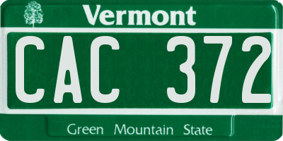 VT license plate CAC372