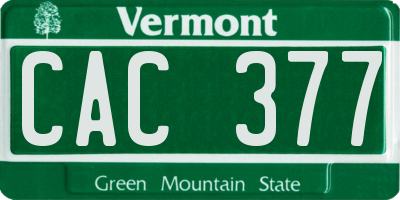 VT license plate CAC377