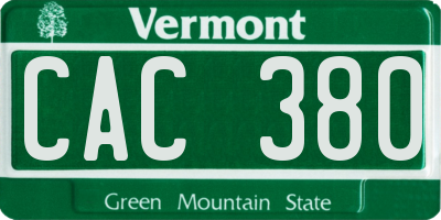VT license plate CAC380