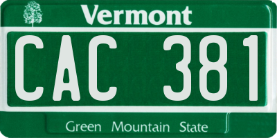 VT license plate CAC381