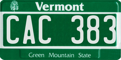 VT license plate CAC383