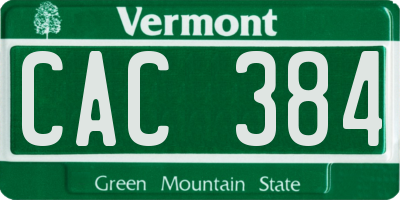 VT license plate CAC384