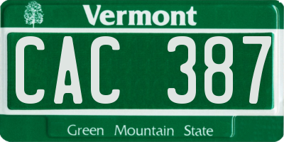 VT license plate CAC387