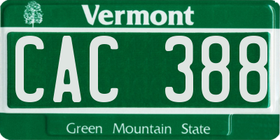 VT license plate CAC388