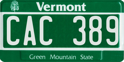 VT license plate CAC389