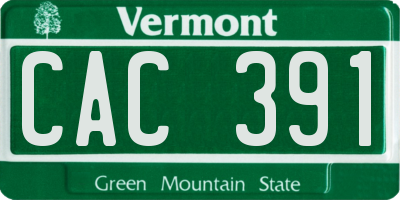 VT license plate CAC391