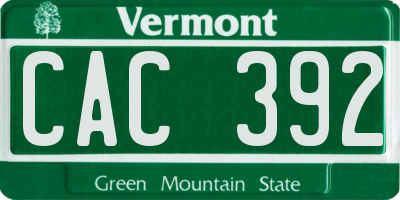 VT license plate CAC392