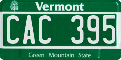 VT license plate CAC395