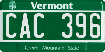 VT license plate CAC396