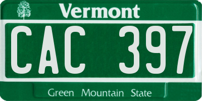 VT license plate CAC397