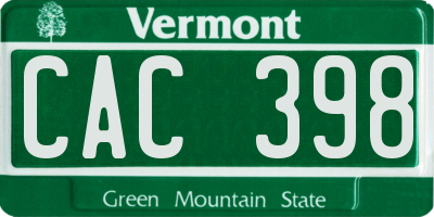 VT license plate CAC398