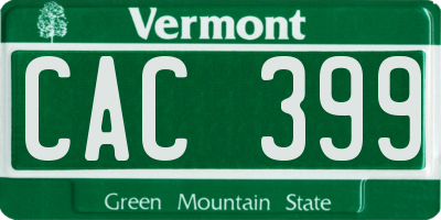 VT license plate CAC399
