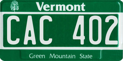 VT license plate CAC402