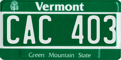 VT license plate CAC403