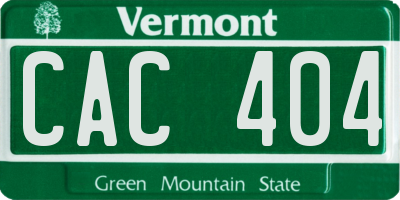 VT license plate CAC404