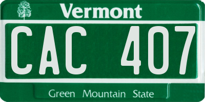 VT license plate CAC407