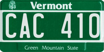 VT license plate CAC410