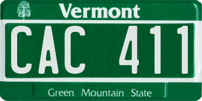 VT license plate CAC411
