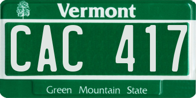 VT license plate CAC417