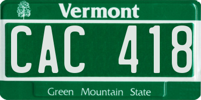 VT license plate CAC418