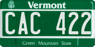 VT license plate CAC422