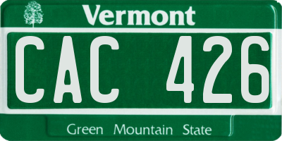 VT license plate CAC426