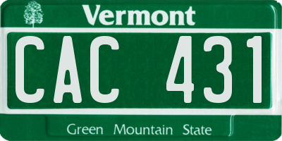 VT license plate CAC431
