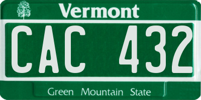 VT license plate CAC432