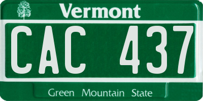 VT license plate CAC437
