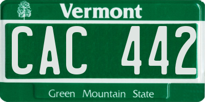 VT license plate CAC442