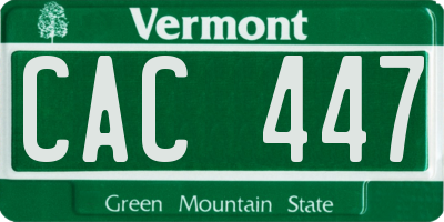 VT license plate CAC447