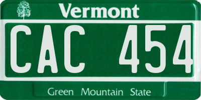 VT license plate CAC454