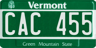 VT license plate CAC455