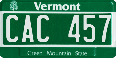 VT license plate CAC457