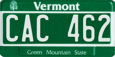 VT license plate CAC462