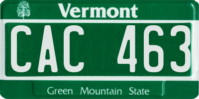 VT license plate CAC463