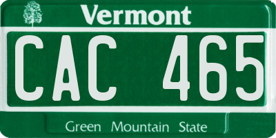 VT license plate CAC465