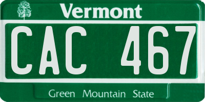 VT license plate CAC467