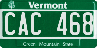VT license plate CAC468