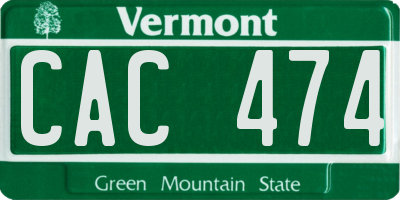VT license plate CAC474