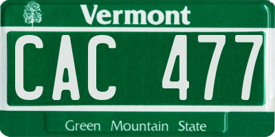 VT license plate CAC477