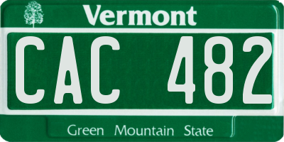VT license plate CAC482