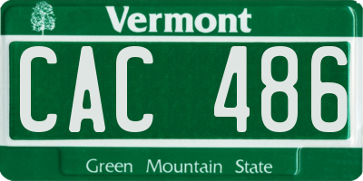 VT license plate CAC486