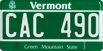 VT license plate CAC490