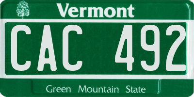 VT license plate CAC492