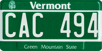 VT license plate CAC494