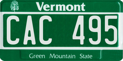 VT license plate CAC495