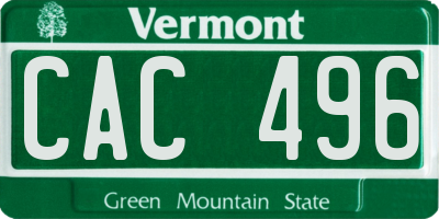 VT license plate CAC496