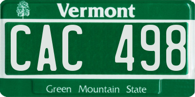 VT license plate CAC498